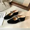 Sandalias de vestir tipo francés para mujer, de punta cuadrada, con plataforma para aumentar altura, tacón grueso y puntera cerrada, cómodas y versátiles, nuevo modelo de otoño