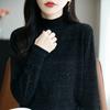 Otoño Temprano 2025 Nuevo Tejido de Lana Fina de Cuello Alto Medio de Manga Larga para Mujer Hilo Nube Holgado Camiseta Base Superior