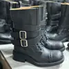Colección Europea 2026 Otoño/Invierno Estilo Nuevo Botas de Cuero para Mujer con Hebilla, Punta Cuadrada, Caña Media, con Correas y Tacón
