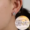 Pendientes de Flor de Cinco Pétalos de Circonita de Lujo Ligero y Exquisitos, Nuevos Pendientes de Flor Super Brillantes de Moda, Pendientes Exquisitos y Versátiles para el Día a Día