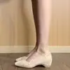 Versión de Cuero Suave~Zapatos Mary Jane Cuadrados Simples Estilo Retro Francés con Aumento Oculto de Altura para Mujer, Zapatos de Mocasín Versátiles de Boca Baja