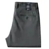 Pantalones de algodón sarga gruesa de alta gama para hombre, suaves y elásticos, con textura, para otoño e invierno, lavados, rectos, de estilo business casual