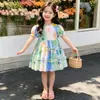 Saia Infantil 2026 Novo Estilo de Verão Chique Vestido de Princesa para Bebê Tie-dye Estilo Férias Roupas Infantis Vestido para Menininha