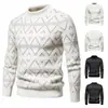 Suéter de Mohair Cálido de Manga Larga con Jacquard de Diamantes Estilo Europeo y Americano Más Vendido Transfronterizo Suéter de Punto Básico para Hombre