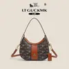 Bolsa de Axila Vintagehobounderarmbag Bolsa de Axila em Forma de Meia-Lua de Couro com Estampa Floral Retrô Bolsa de Ombro Quente de Venda Transfronteiriça para Mulheres