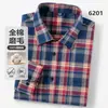 100% AlgodónOtoño Nuevo Algodón Puro Cepillado Cuadros Camisa de Manga Larga para Hombre, Casual, Resistente a las Arrugas, Versátil, Camisa Exterior