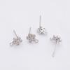 Pin de oreja de plata de ley S925 de oro de 14 quilates que conserva el color, flor de ciruelo, sol pequeño, accesorios para pendientes DIY, material de pendiente Joker de moda