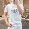 Camiseta de Manga Curta 2025 Moda Masculina Distinta Tendência Manga Dupla Algodão Seda Meia Manga Diamante Gola Redonda Slim Fit