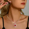 Colar Pingente Coração Cruzado Brincos Pulseira Anel Conjunto Acessórios Estilo Simples Cool Design de Nicho Personalizado