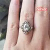 Anillo de Compromiso Nine Nuo Cross Border wish Chapado en Oro de 14K Corte Esmeralda Rubí Anillo de Luna y Estrella Joyería