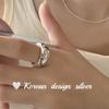 Anillo de Plata de Ley S925 Estilo Dongdaemun Coreano para Mujer Estilo Ins Versión Ancha Brillante Abierto en Inglés Elegante