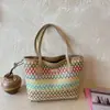 Bolso tejido de gran capacidad para mujer, nuevo modelo 2026, bolso de hombro de gran capacidad, bolso de mano tipo cesta de verduras, bolso de paja de regalo