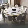 Mesa de jantar redonda em mármore estilo italiano, uma mesa redonda luxuosa e elegante para uso doméstico, adequada para restaurantes e ambientes comerciais, com tampo de mármore resistente ao calor que pode ser usado com cooktops de indução