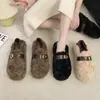 Zapatos de Algodón de Invierno US de un paso 2026 Zapatos de Piel para Mujer Doble Uso Suela Gruesa Rad Nuevo Estilo Calidez con Peluche Hebilla de Cuero