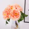 Estilo europeo de mano peonía atada a mano flor artificial peonía artificial accesorios para el hogar boda adorno flor artificial