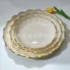 Prato de Frutas Transparente de Cor Sólida com Borda Dourada de Alta Qualidade para Sala de Estar Doméstica Plástico de Alta Qualidade Prato de Doces para Mesa de Centro/Recepção
