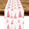 Camino de mesa navideño nuevo transfronterizo de Amazon, venta directa del fabricante, mantel con estampado de árbol de Navidad y Papá Noel, personalizable