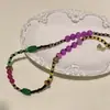 Nuevo Collar de Fresa con Perlas Verdes Estilo Chino Cadena de Clavícula Apilada con Perlas Rojas Retro Nicho para Mujer