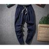 Pantalones de Lino Estilo Chino de Primavera y Verano Tang para Hombre Sueltos de Tubo Recto Cintura Elástica Pantalones de Lino Algodón y Lino Pantalones Casuales