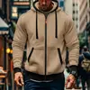 Sudadera con capucha y mangas largas de color liso y bloques de color para hombre, superventas transfronteriza, con cordón y cierre de cremallera, en un estilo deportivo casual de color liso
