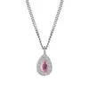 Collar de plata pura s925 con colgante de lágrima rosa y azul para mujer, brillante con diamantes, lujo ligero, exquisito, estilo nicho, cadena versátil para la clavícula