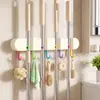 Gancho para Mopa Sin Taladro Hogareño Almacenamiento de Baño Soporte para Mopa Montado en Pared Escoba Fuerte Estante para Mopas Sin Rastro
