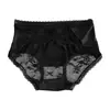 Calcinha de renda transparente com laço para mulheres, cintura média, desejo puro francês, feminina, de seda acetinada e malha, cueca sexy