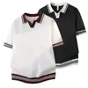 Camiseta Polo de Punto Fresco 2026 para Hombre, Camisa Polo de Cuello Solapa en Color de Contraste, Corte Ajustado con Textura de Punto