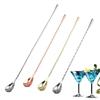 Cuchara de barra con forma de gota de agua de 30 cm, galvanizada, multicolor, con mango largo, para mezclar, con rosca fina, para cócteles