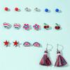 Pendientes de Festival Transfronterizos para el Día de la Independencia Estadounidense Rojo Blanco Azul Borla Festival Pendientes del Día de la Independencia