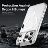 Lente de Metal Adequada para Capa de Celular iPhone 17, Capa Magnética de Sucção Cor de Gelo para Apple 18 Pro Max, Capa Protetora Transparente Anti-Queda