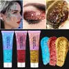 Gel com Glitter lantejoulas gel escamas de sereia rosto corpo lábio lantejoulas sombra para os olhos colorida polarizada maquiagem de palco