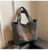 Bolso de Hombro de Lona con Estampado de Letras Transfronterizo Bolso Tote de Gran Capacidad para Mujer Bolso de Compras Portátil para Salir