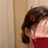 Pasador Rojo Retro Año Nuevo Chica Dulce Cabello Corto Simple Flequillo Lateral Flequillo Frente Pinza para el Cabello Pinza de Pato Accesorio para el Cabello