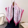 Bufanda de Seda Imitación con Estampado de Conchas Marinas, Chal de Alta Gama, Bufanda Versátil para el Cuello, Pañuelo para la Cabeza, Bufanda