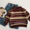 Suéter Maibao Estilo Primavera e Outono Tricô para Meninos Roupas de Outono com Listras para Crianças Pequenas Venda por Atacado