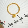 Nuevo Pulsera Gordita Oro Arena Oro Amarillo Llena de Bendiciones, Pulsera de Cuentas de Transferencia Antigua, Versátil Tienda de Oro Mismo Estilo