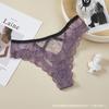 Calcinhas divertidas de renda para mulheres, de cintura baixa, transfronteiriças, sexy, respiráveis, cor pêssego, com recortes, underwear feminino em T