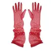 Guantes de Malla Negros Cuentas Transparentes Ins Modernos Celebridad de Internet Forma Cóncava Vestido de Fiesta de Cumpleaños Boda Halloween Mujeres