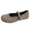Zapatos Mary Jane de Terciopelo con Lunares 2026 Otoño/Invierno Suela Suave Antideslizantes Fondo Plano Zapatos de Vestir Hebilla Única Zapatos Cálidos