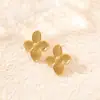Pendientes de Moda Europeos y Americanos de Acero Inoxidable, Pendientes Florales de Nicho, Pendientes Estilo Océano Chapados en Oro de 18K, Pendientes de Acero de Titanio