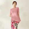 Directo de Fábrica Miyaike Camiseta para Mujer Camiseta de Manga Corta de Alta Gama Holgada Adelgazante Irregular Moda Rejuvenecedora Top Versátil
