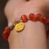 Diseño creativo natural pulsera de un solo aro nuevo diseño femenino pulsera de ópalo naranja pulsera conmemorativa de viaje al por mayor