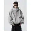 Cardigan Pesado Americano Moletom com Capuz Masculino Outono e Inverno Novo High Street Solto Tendência Marca High-End Casual Versátil Jaqueta