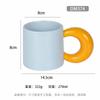 Caneca de cerâmica com alça de lua, esmalte colorido, alça de xícara grossa, xícara de cerâmica, LOGO, xícara prática, venda quente transfronteiriça, xícara de cerâmica