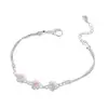 Pulsera de circón flor de cerezo rosa, estilo de lujo ligero y exquisito, un regalo para novia o mejor amiga, pulsera de doble capa flor esmerilada de plata
