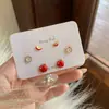 Moda Versátil Juego de Pendientes de Tachuela de Manzana Roja con Personalidad y Diseño Elegante, Exquisitos y Simples Pendientes de Fruta para Estudiantes con Diamantes