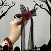 Acessório de cabeça de Halloween rosa caveira grampo de cabelo de tule para mulheres presilha lateral para cabelo acessório de festa cosplay decoração de mão de caveira