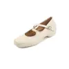 Sapatos Mary Jane Esportivos de Ballet Mais Confortáveis em Couro Genuíno com Sola Grossa 2026 Outono Salto Médio Bico Quadrado Tira Única Sola Macia Mocassins Femininos
