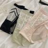 Desejo Puro Lindo Cetim Renda Fenda Alta Sexy Roupa Íntima Feminina 10A Malha Respirável Antibacteriana Calcinha Sem Costura